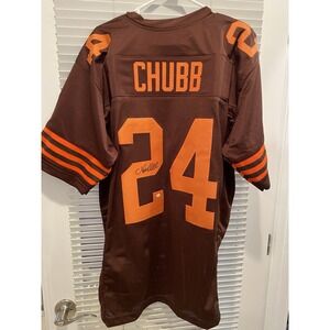 Nick Chubb Autographed Signed Custom Jersey‎ Brown XL Jersey with COA Browns